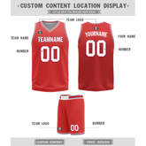 Custom White Red Classic Style Reversible Basketball Uniform Personalized COOLMAX BBJR-D017041